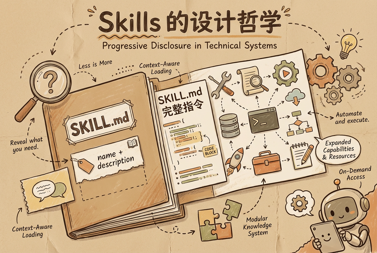 Featured image of post Skills 的设计哲学：Anthropic 如何用一个 Markdown 文件重新设计 AI 能力扩展