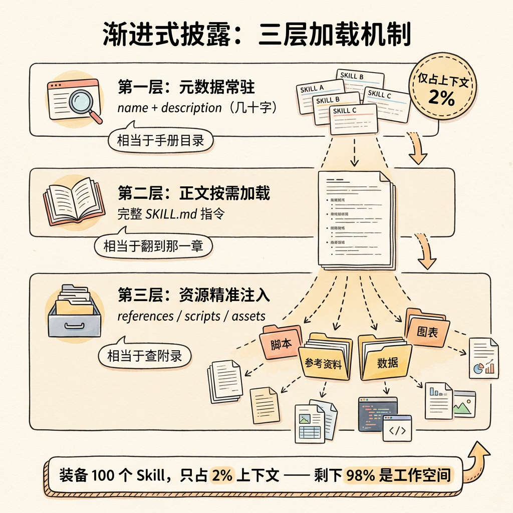 渐进式披露：三层加载机制