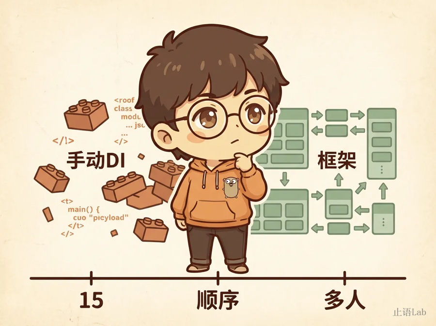 结语——拟人角色站在三道门槛线上，身后手动DI，前方框架