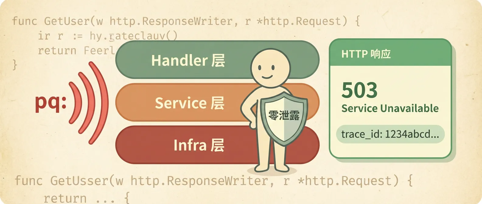 Featured image of post Go 错误分层实战：从裸奔到三层防线