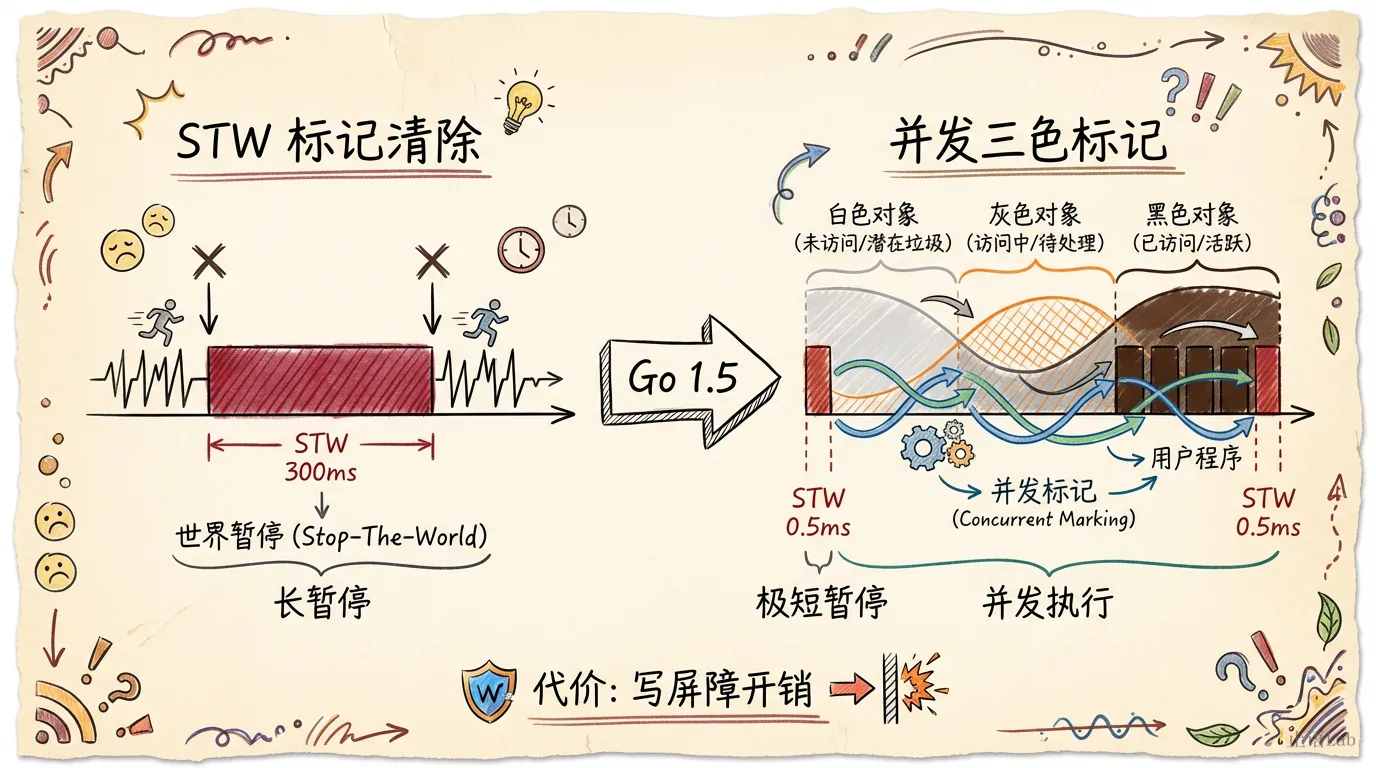 从 STW 标记清除到并发三色标记