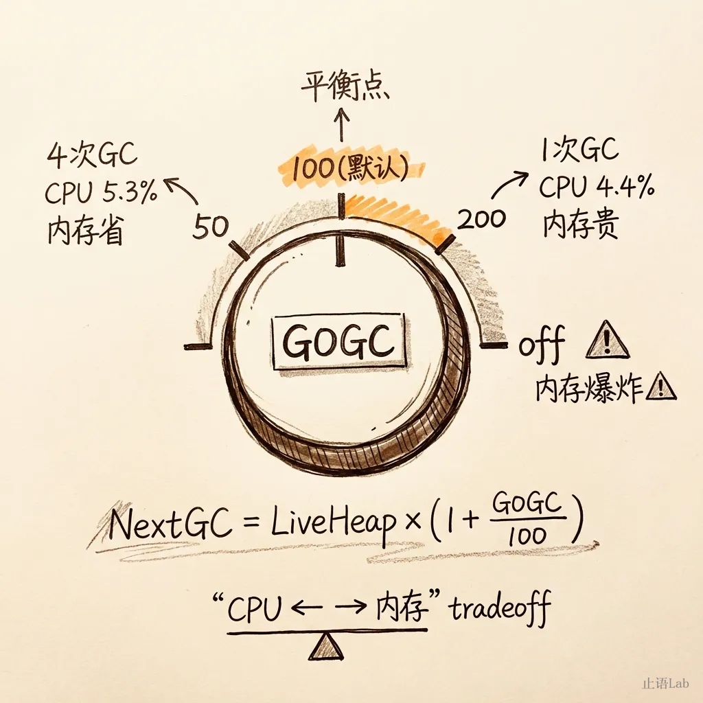 GOGC 旋钮：内存换 CPU