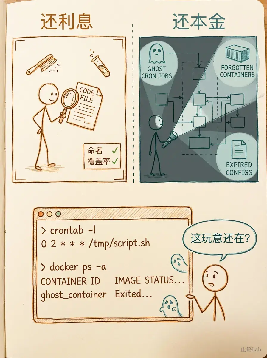 清理代码是还利息，清理盲区才是还本金